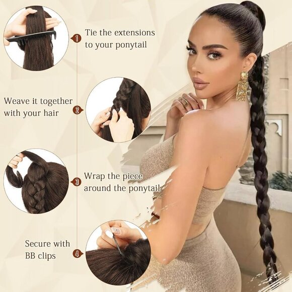 Long Synthetic Ponytail Extensions 26 Inch Soft Fluffy Natural for Daily Wear main image 2